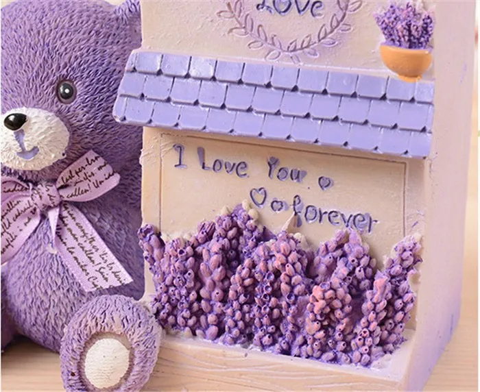 Фиолетовый сиреневый медведь, держатели для ручек, фигурка, милый полимерный карандаш, контейнер для офиса, канцелярские принадлежности, украшение дома, ремесло