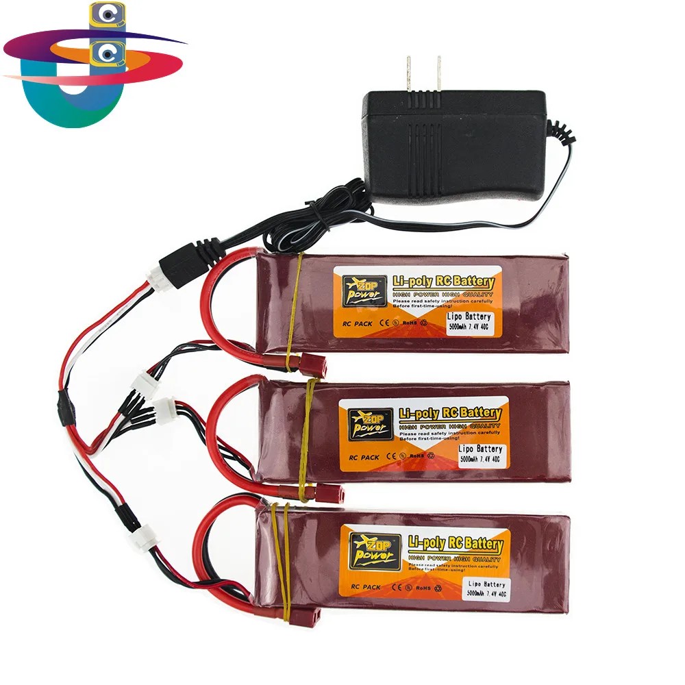 3X RC Drone Batteria 5000mah Lipo 7.4 V 40C XT60 T Plug With Fast