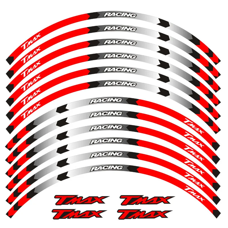 Новинка, высокое качество, 12 шт., подходят для мотоцикла, колеса, стикер, полоса, светоотражающий обод для Yamaha TMAX 500 530 - Цвет: 2