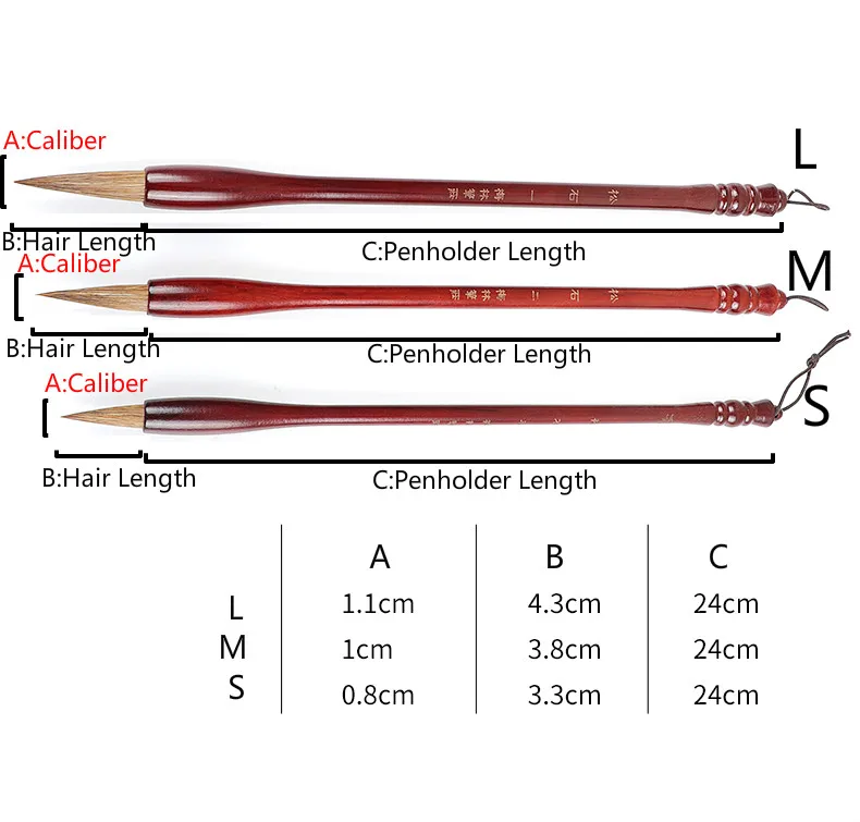 Китайская каллиграфия кисть Набор ласка волос письменности кисть несколько волосков Картина кисти шерстяные волосы сценариев кисти