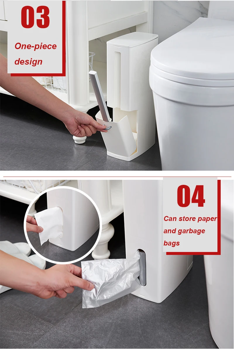 6л узкая пластиковая корзина для мусора набор туалетной щетки ванная комната мусорное ведро мусорные баки ведро для мусора мешок для мусора диспенсер