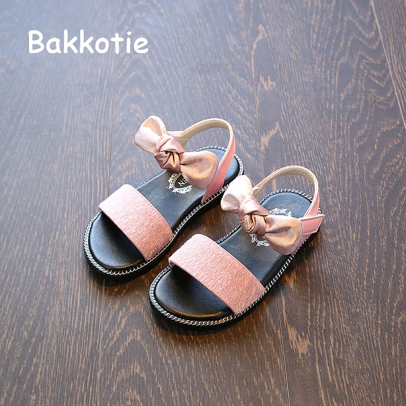 Bakkotie 2018 Новая мода лето принцессы для маленьких девочек Туфли без каблуков