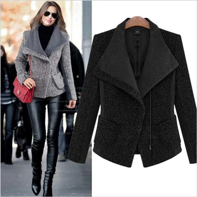 AILOOGE 2017 European Winter Women Jackets Slim Full Sleeve Turn down