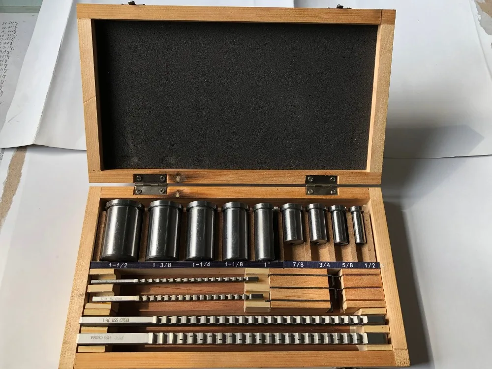 

18pcs Keyway Broach Kit 1/8 3/16 1/4 3/8 Inch Size Cutter Metalworking Tool CNC