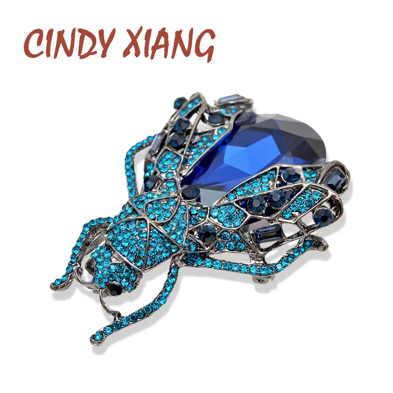 

CINDY XIANG 2 Colors Available Rhinestone Large Bug Brooches for Women Fashion Crystal Insect Beetle Pins High Quality Jewelry