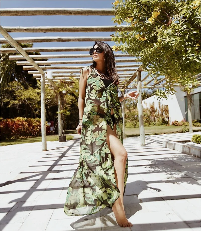 

New Summer Women Print Dress Casual Beach Party Elegant Thin Sleeveless Loose Dresses Plus Size Mujer Clothing