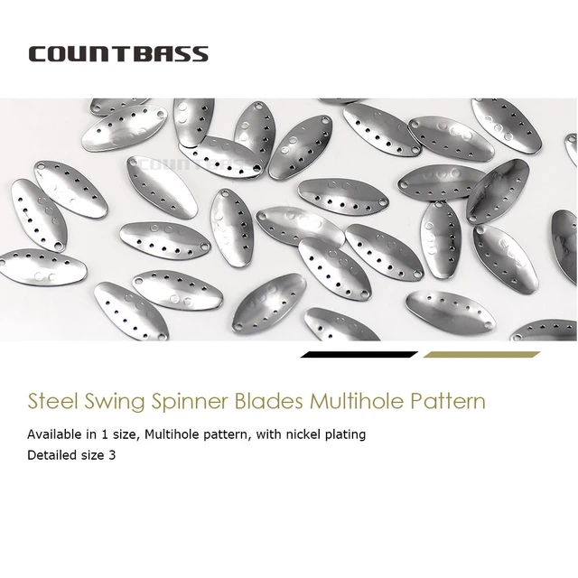 COUNTBASS Size 3 31.5*14,50pcs Nickel Steel Swing Spinner Blades Multihole  Pattern,DIY Trout