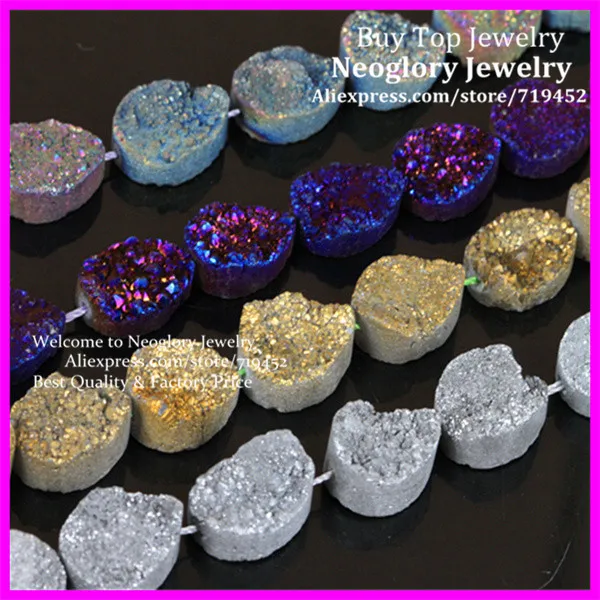 

Mystical Titanium Drusy Stone Oval Pendant Bead, Druzy Drusy Quartz Rainbow Cabochons Stone Beads 13x18mm