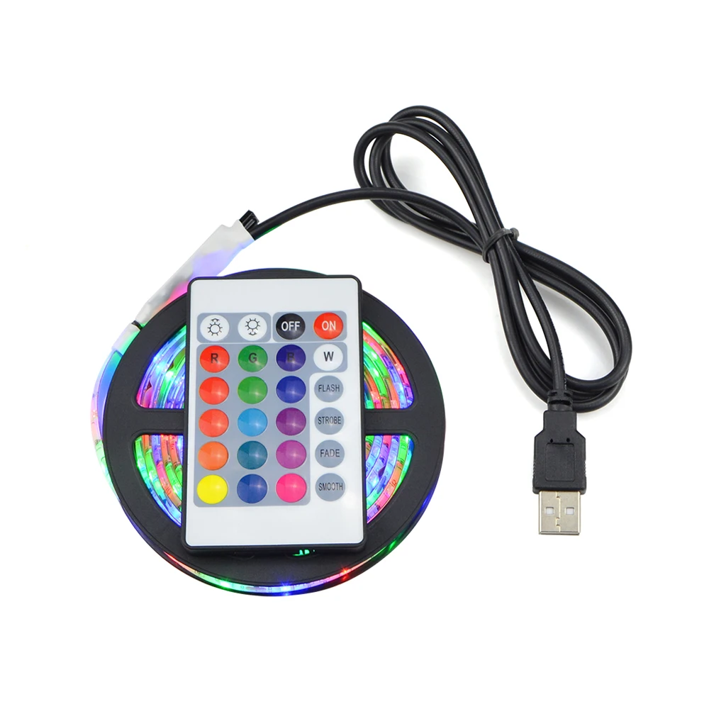 1Set SMD 3528 RGB USB LED Strip Light Waterproof DC 5V String Light With 24 Key