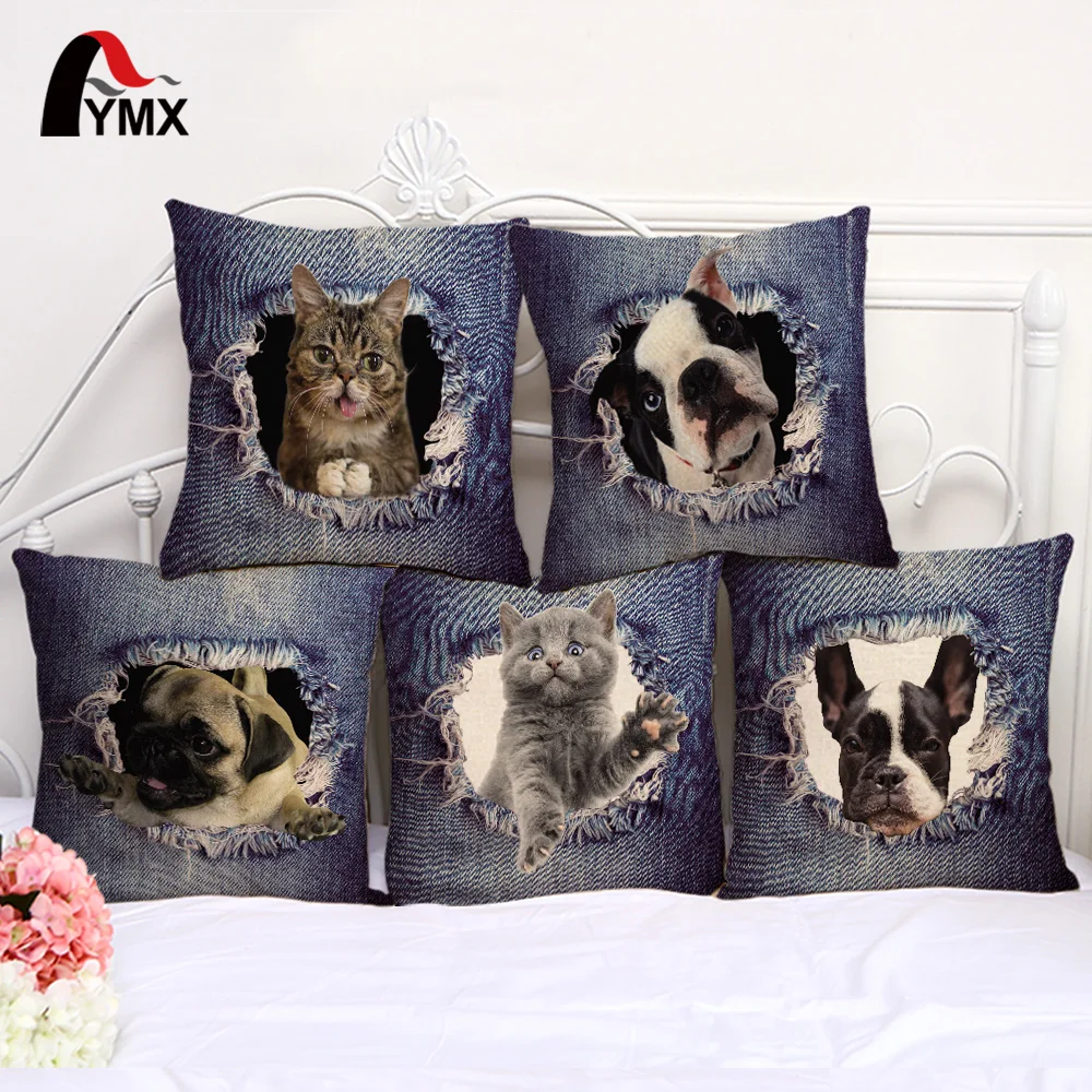 Чехол для подушки из хлопка и льна с изображением кошек собак|sofa pillow case|cushion coverpillow