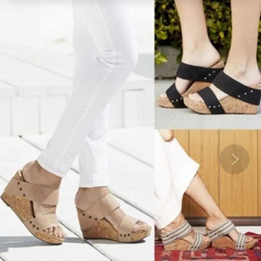 

2019 Women's Slippers Summer Beach Casual Shoes Thick Bottom High Wedges Retro Slides High Heel Slipper Fashion Loafers Outdoor