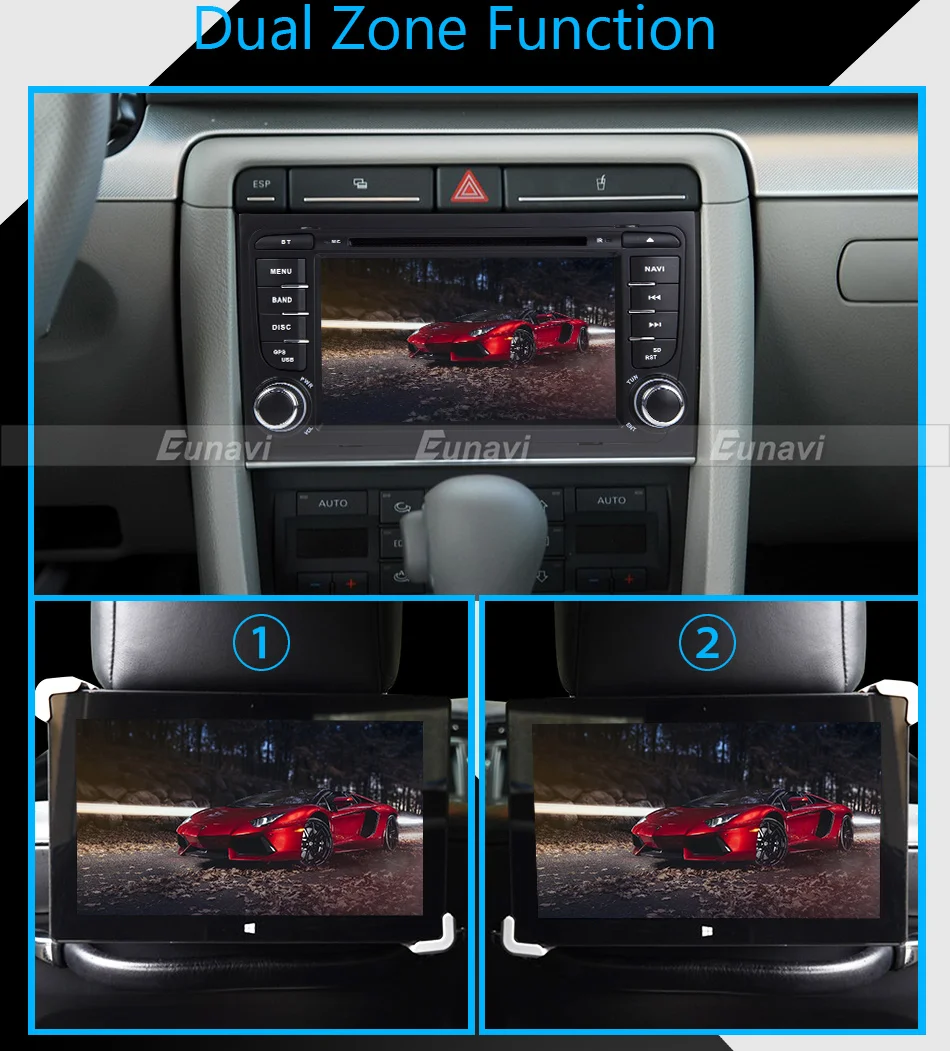 Clearance Eunavi Car Multimedia Player Car Radio 2 Din GPS Android 8.0 Stereo System For Audi/A4/S4 2002-2008 4GB RAM DVR OBD2 FM 16
