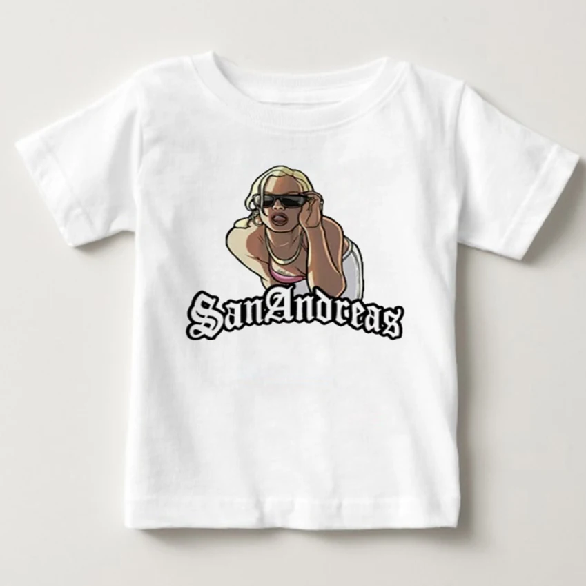 

3-16Years Tee Tops Clothes 2018 Baby Boy Shirt GTA 5 Tshirt Crop Top Children Girl Grand Theft Auto 5 Nova Kids T Shirt
