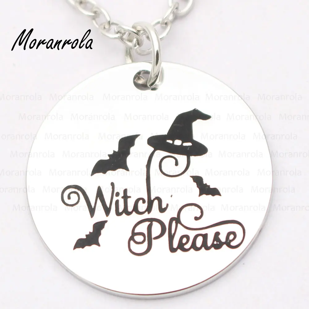 

New arried" witch please"Copper necklace Keychain,charm Happy Funny Halloween necklace Wiccan charm Boo Ghost Bat necklace