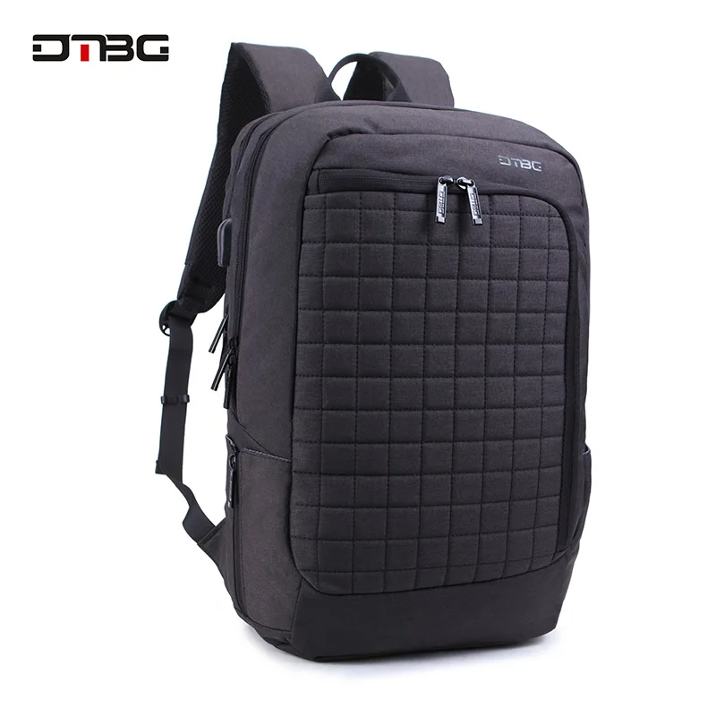 

17.3 Inch Laptop Backpack Zipper Plaid Simple Slim Back Pack Men Women Casual Large Capacity Waterproof Travel Bags School Sac