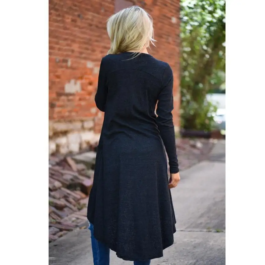 New Fashion Autumn Medium-long Women's Cardigan 2017 Sweater female Vintage elegant pocket Knitted Outerwear Cape Tops JY14