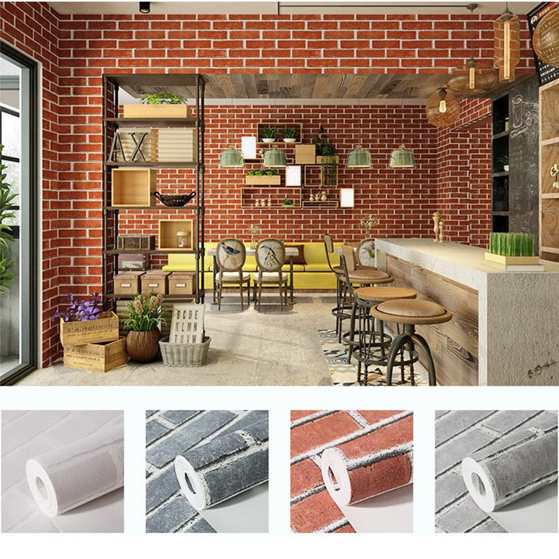 

2019 New Chinese retro brick brick wallpaper hotel restaurant tea white brick brick wallpaper 3D non-woven wallpaper