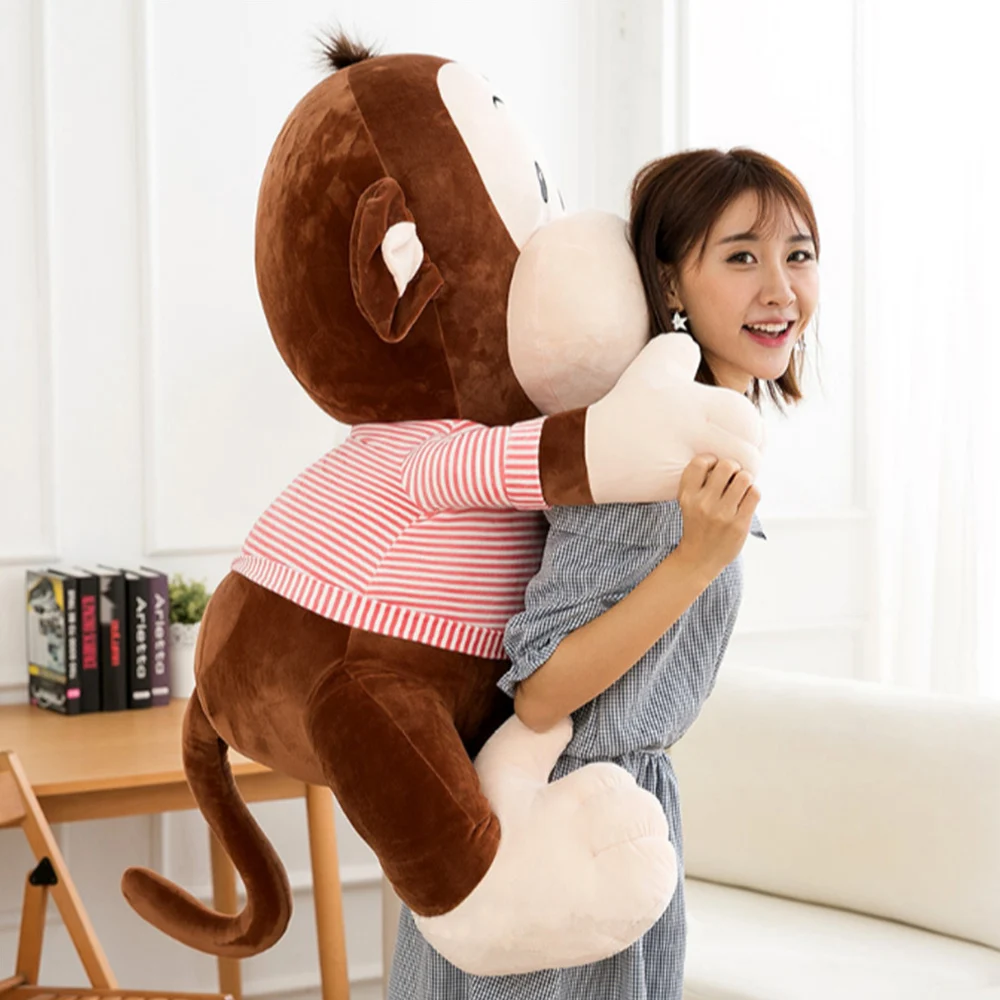 

Fancytrader New Jumbo Plush Animal Monkey Doll Giant Stuffed Soft Cartoon Monkey Wearing Shirt Doll Nice Baby Gift 120cm 47inch