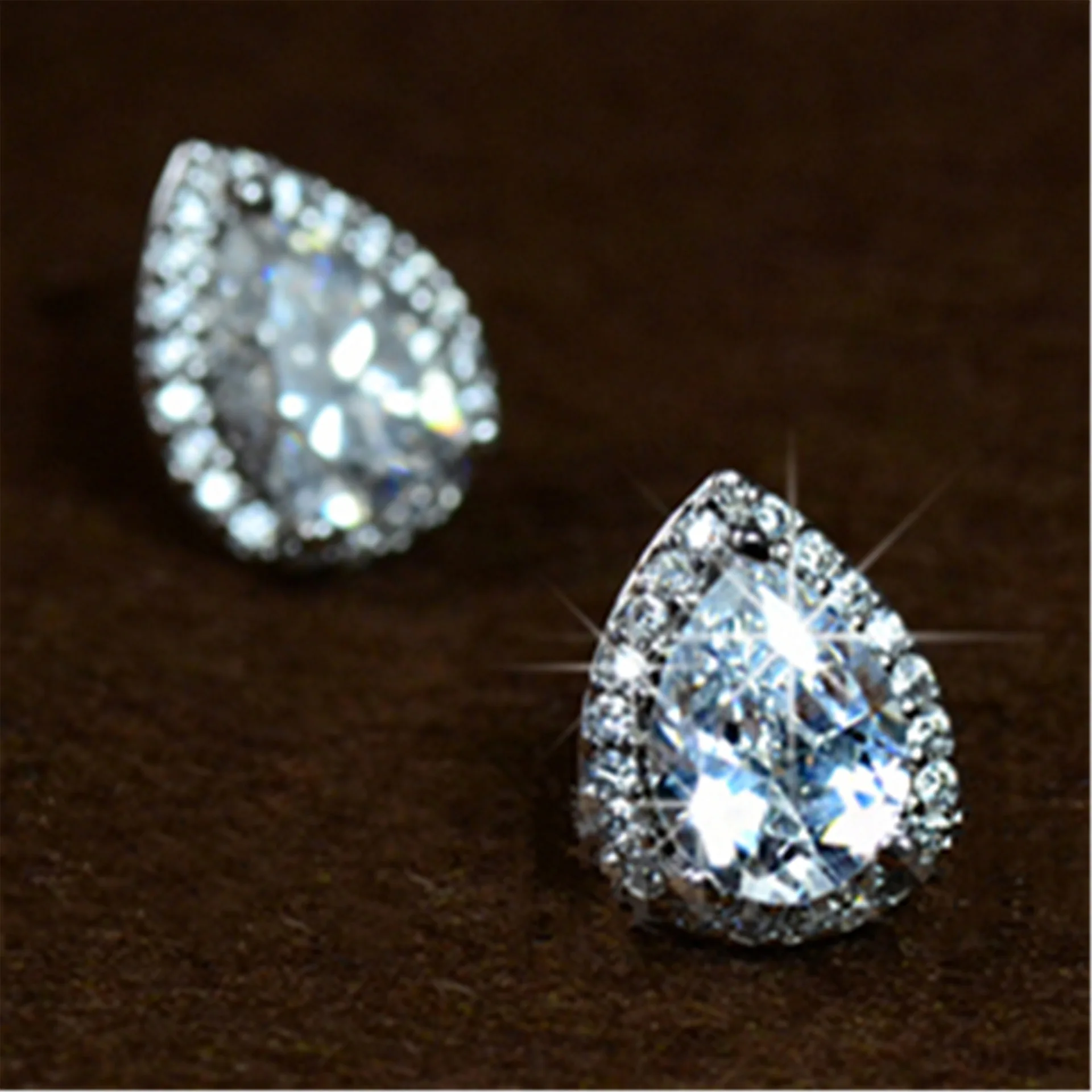 Милые женские маленькие серьги-гвоздики с кристаллами AAA и цирконием, 925 серебряные двойные серьги для женщин, винтажные вечерние ювелирные изделия для свадьбы