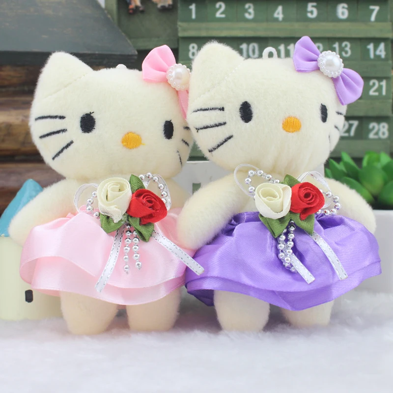 Прекрасный плюшевый Кот кукла брелок для ключей Мини Hello Kitty кошки аксессуары для букета украшения на день рождения Рождественский подарок для детей