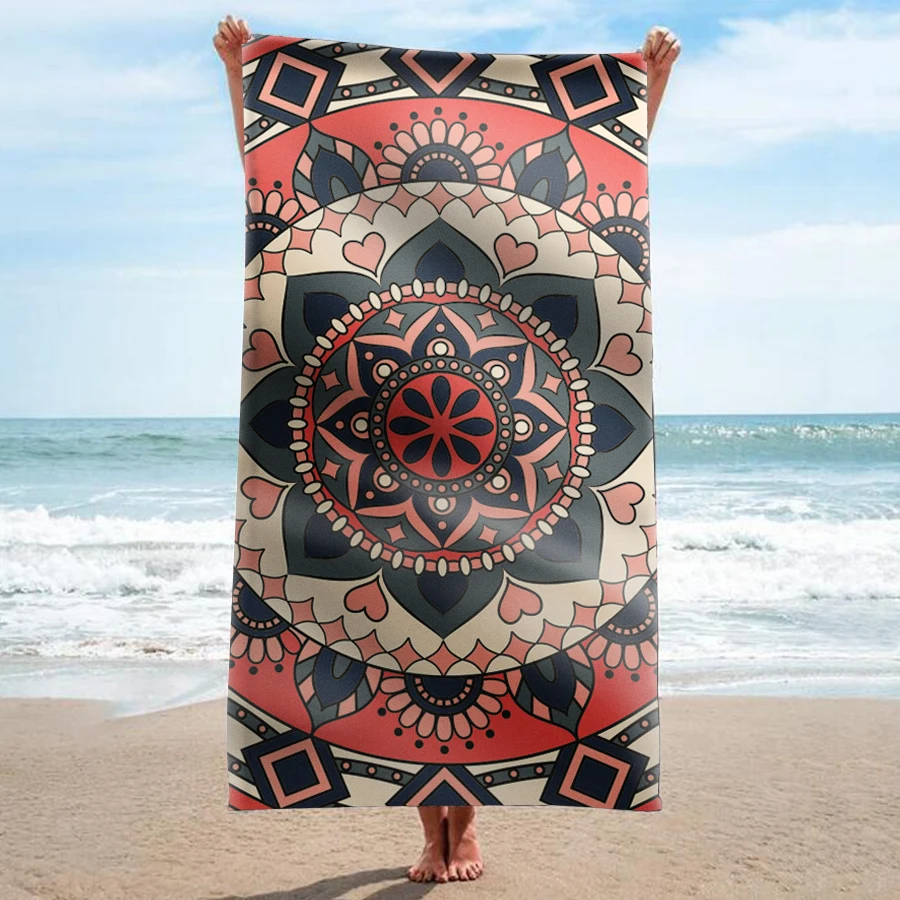

GNORRIS Custom Sand Free Microfiber Mandala rectangle Beach Towel Blanket - Quick Dry Super Water Absorbent Yoga mat