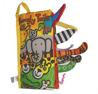 JOLLYBABY детский игрушки для детей раннего развития тканевые книги обучения Образование разворачивание деятельности книги животных хвосты стиль - Цвет: Jungle tail