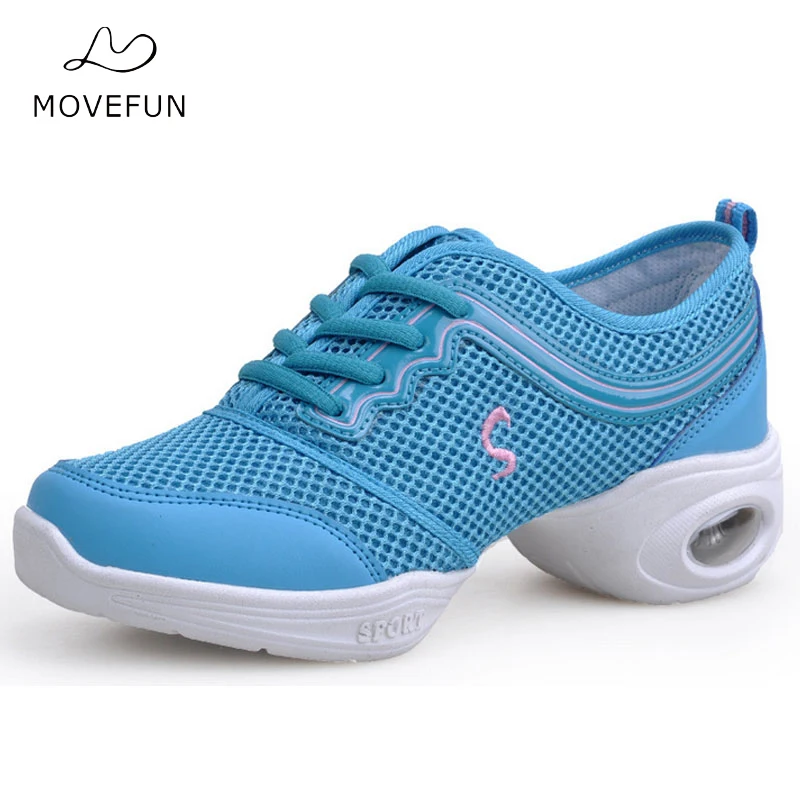 MoveFun Girls Women Breathable Dance Sneakers Pink Blue Modern Dance Fitness Teachers Jazz Shoes Zapatillas Deportivas Mujer-10