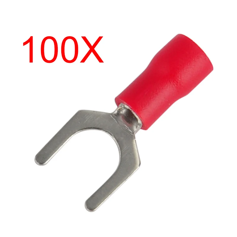 100pcs SV1.25 5S Insulated Spade Terminal Fork Type Pre Insulated