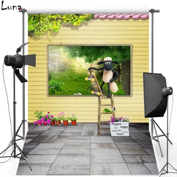 

MEHOFOTO Sheep Vinyl Photography Background For Kids Cartoon New Fabric Flannel Photo Background For Children Photo Studio 2423