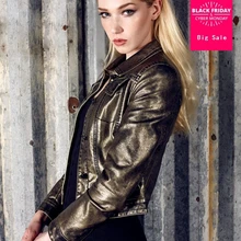 Осенняя Женская Высококачественная однобортная куртка из искусственной кожи Модная брендовая кожаная мотоциклетная куртка из ПУ Wj1160