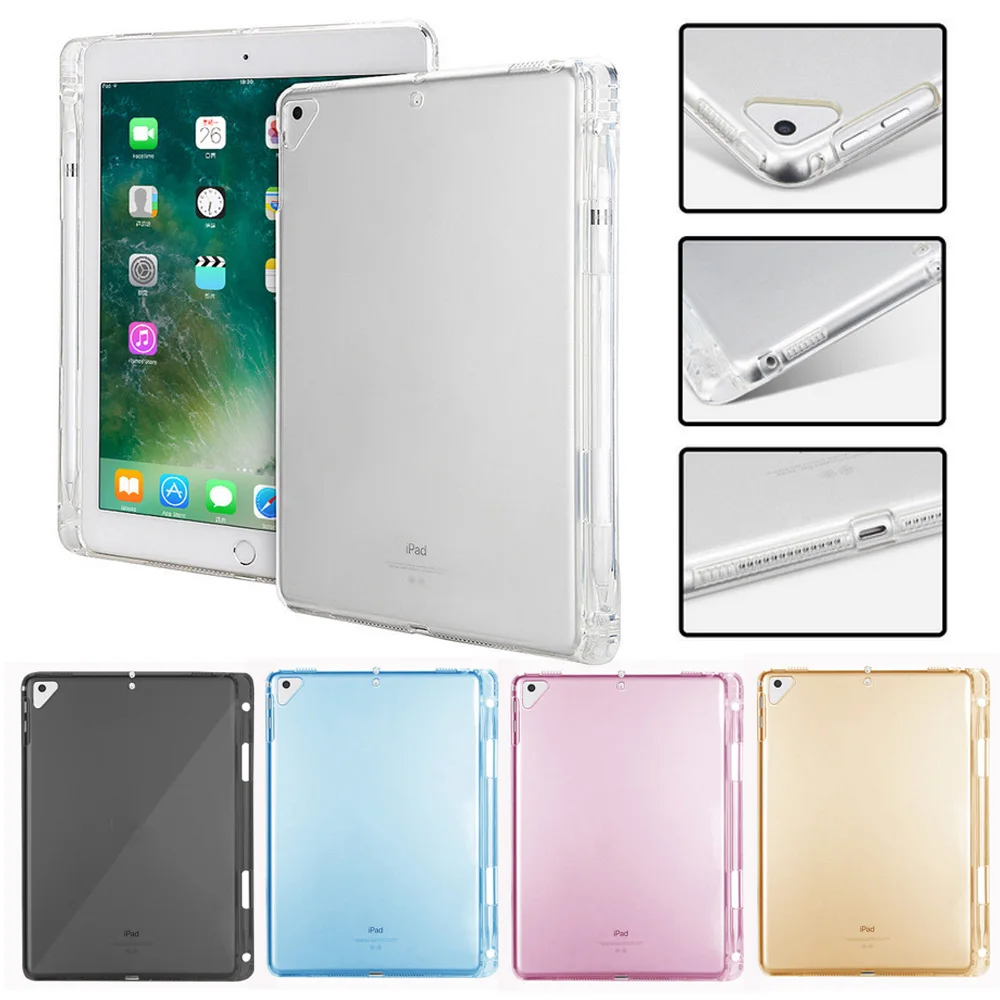 Силиконовый чехол для iPad 5 6 Air Air2 задняя крышка со слотом карандашей прозрачный из