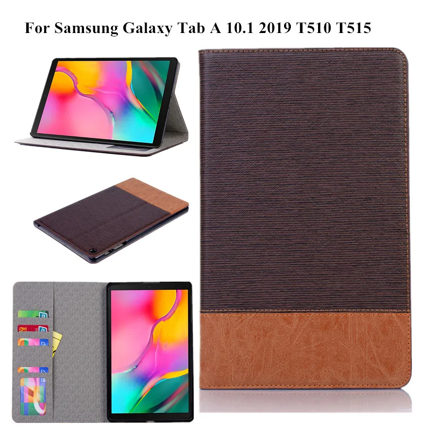 

Case For Samsung Galaxy Tab A 10.1 2019 T510 T515 SM-T510 Cover Funda Tablet PU Leather Book Style Stand Skin Shell+Film+Stylus