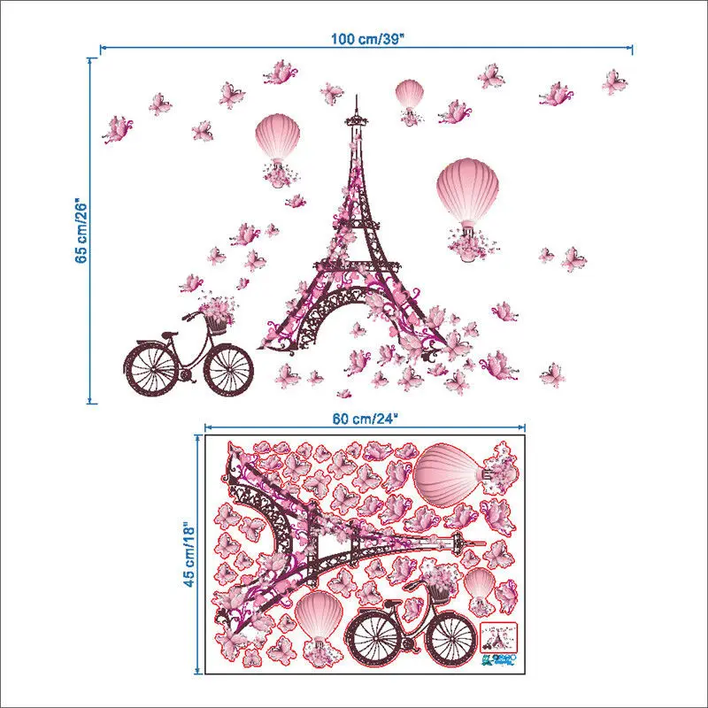 2018 New Hot Beautiful Girls Pink Butterfly Decor Living Room wall stickers on the wall decoracion stickers home decor