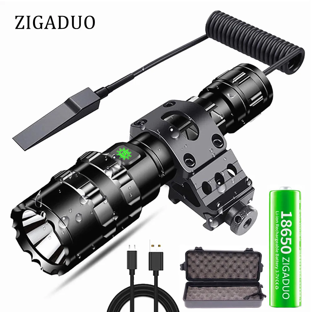 

USB XML L2 Tactical Flashlight Torch LED L2 Ultra Bright Hunting Lantern 18650 USB Rechargeable Waterproof Lamp 5 Modes Lighting