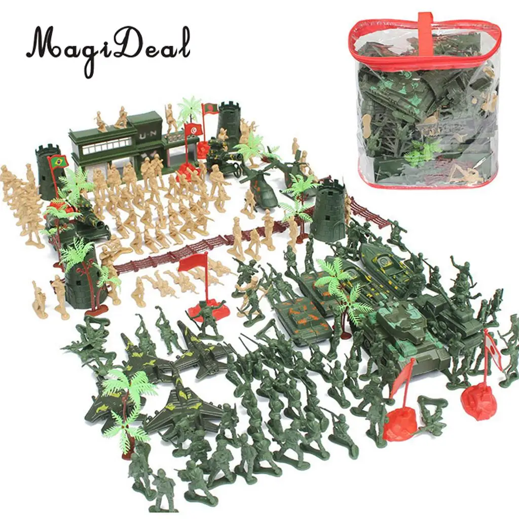 188 Pieces Army Men Playset 5cm Soldier Action Figures with Tanks Planes Flags&More Assorted Accessories Boys Kids Toys Gift