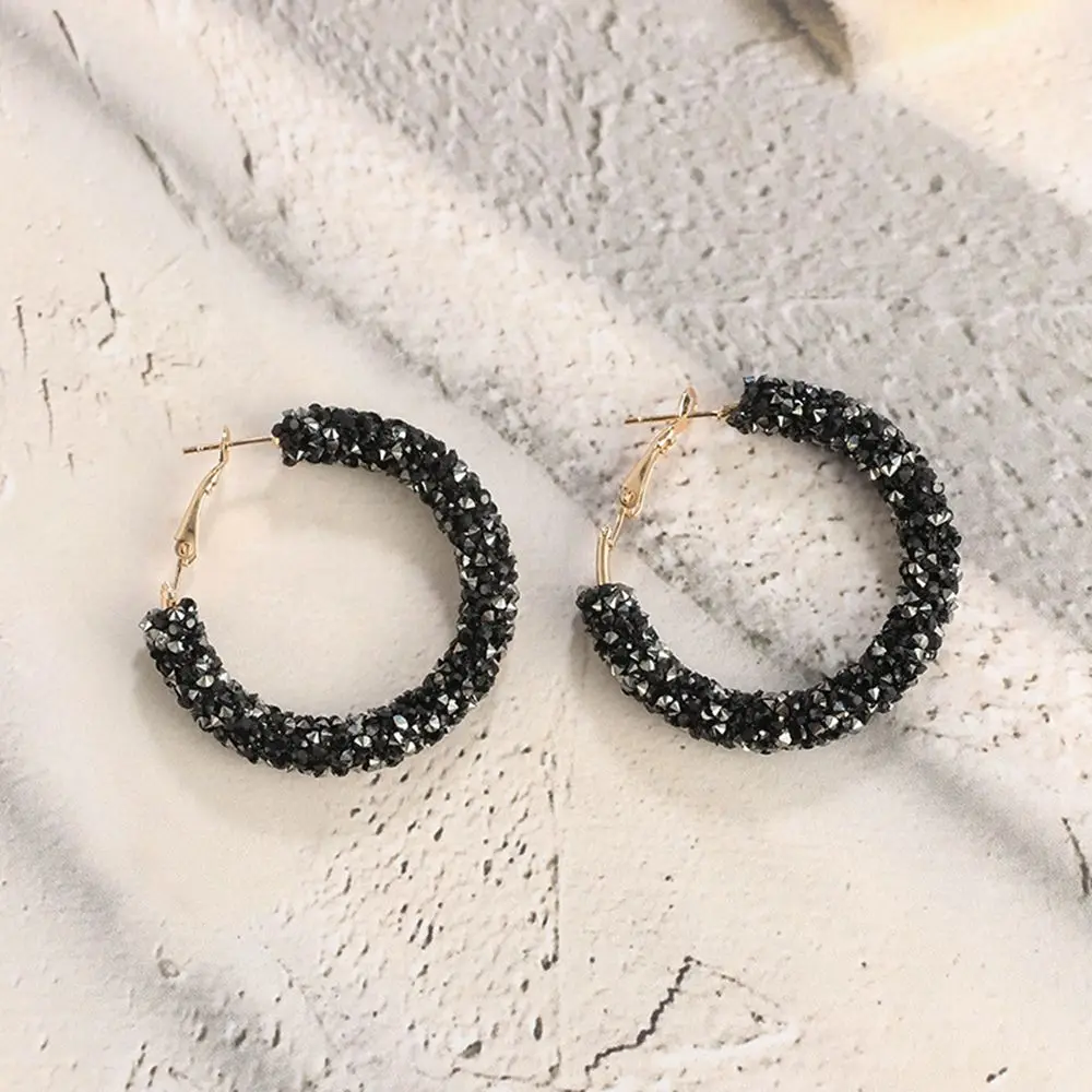 1 пара дизайнерский Шарм кольцо с австрийскими кристаллами Серьги Геометрические круглые блестящие стразы большие женские модные ювелирные изделия
