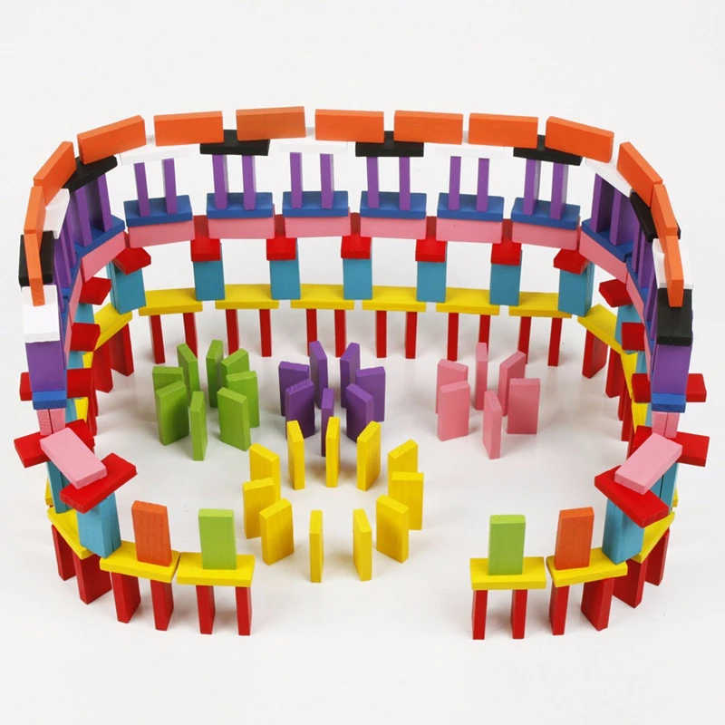 

120pcs/set Wooden Dominoes Colorful Montessori Puzzle Games Educational Early Learning Toys for Kids Children