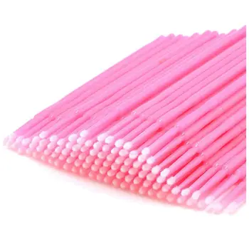 

100 Pcs Disposable Swab Applicator Micro Brush Eyelashes Extension Mascara Tools Pink