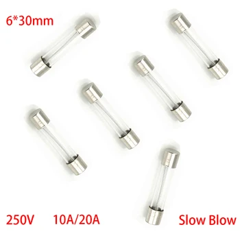 

T10A T20A 250V AC 6*30mm 6x30mm Spiral Delay Slow Blow Glass Tube Fuse Link