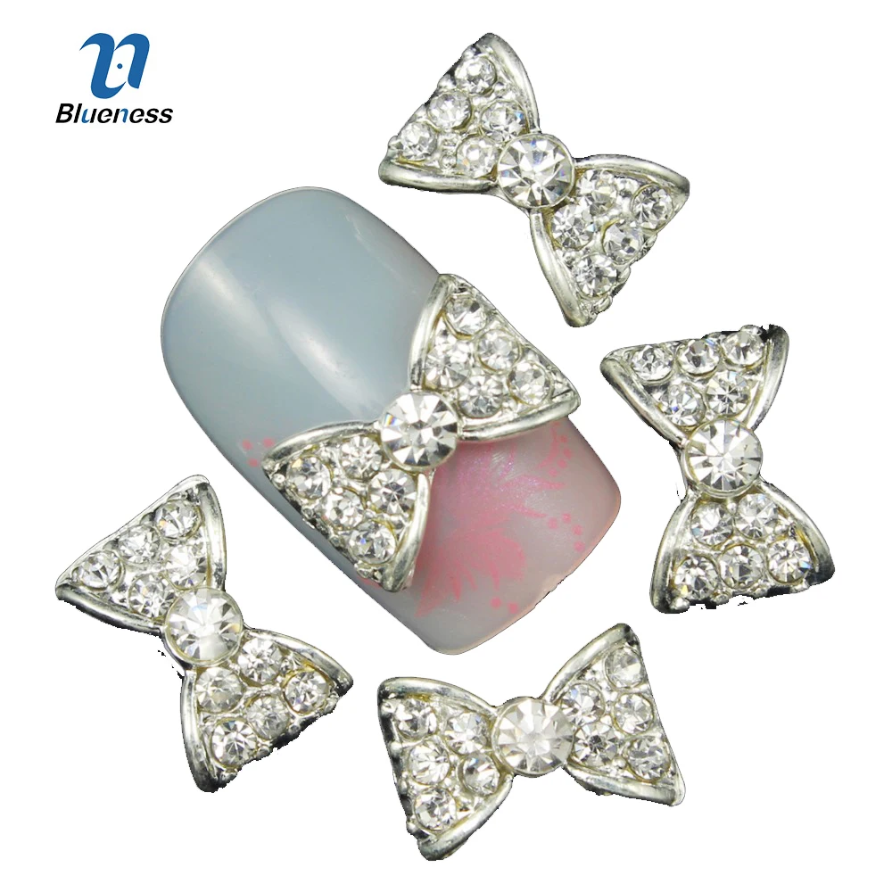 

Blueness 10Pcs Alloy Glitter 3D Nail Bows Art Decorations with Rhinestones Nail Charms,Jewelry on Nails Salon Supplies TN618