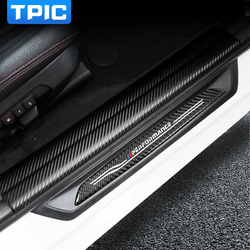 Для BMW F30 2013- 3 серии автомобильные накладки на пороги из углеродного волокна ПВХ кожа Накладка на порог полосы приветствуется защита педали