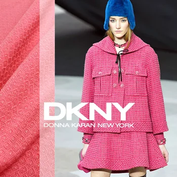 

Pink wool tweed fabric 520grams per square