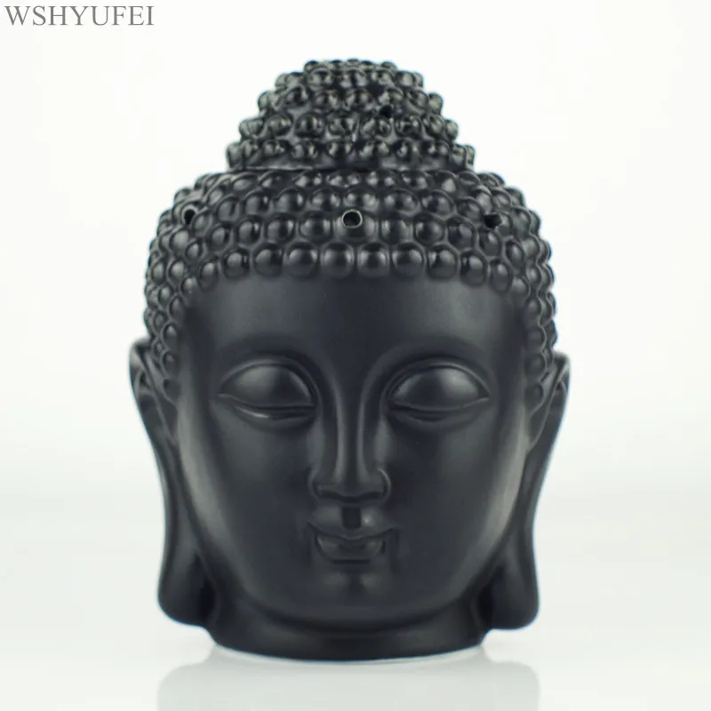 

WSHYUFEI Ceramic Aromatherapy Oil Burner Buddha Head Aroma Essential Oil Diffuser Indian Incense Buddha Tibetan Incense Burner