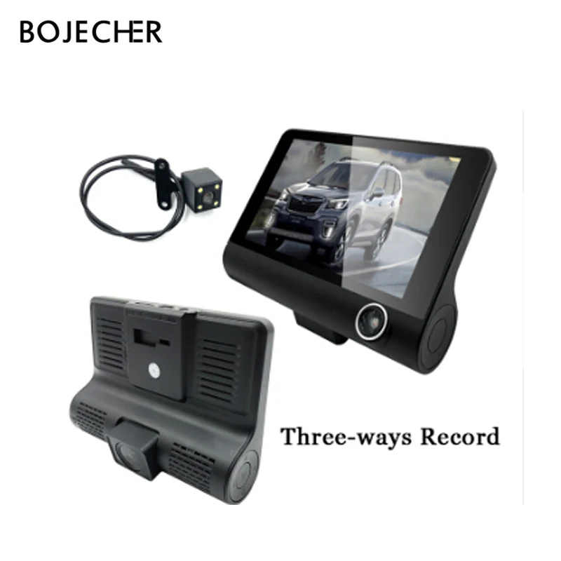 BOJECHER Автомобильный dvr 3 камеры s объектив 4 0 дюймов Dash камера двойной с 170 градусов