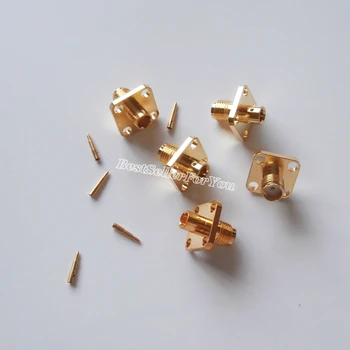 

10X RP-SMA solder Female 4 hole flange connector semi-rigid RG402 0.141" cable