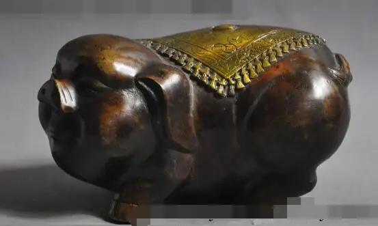 

S3675 auspicious chinese fengshui bronze gilt zodiac animal pig Swine Porcine statue discount 30% (C0324)