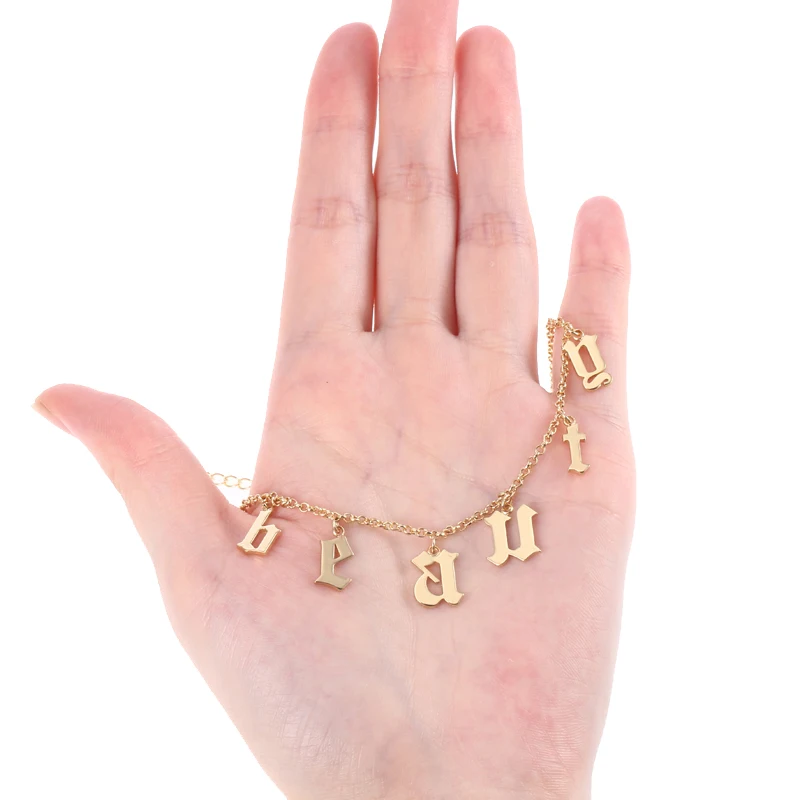 

DODOAI Old English Name Numbers Letter Necklace Choker Gold Personalized Name Necklaces Pendants Romantic Gift Not Fade