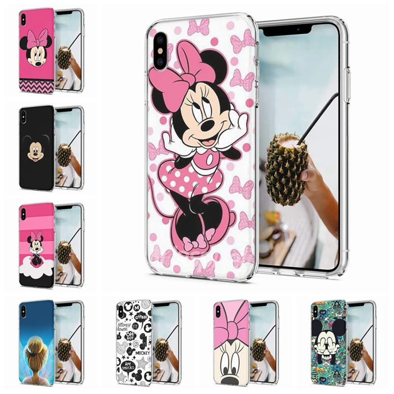 Мягкий чехол для iPhone X XS XR чехлы из ТПУ цветной милый с рисунком Минни Микки iPhone6 7 8