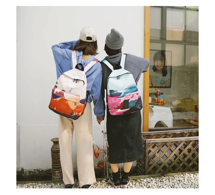 Menghuo Fresh Canvas Backpack Women Landscape School Bags for Teenagers Girls New Backpack Travel Bag Rucksack Mochilas Knapsack_23