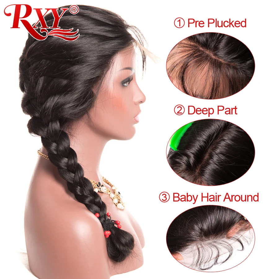 Pre Plucked 250 Density Human Hair Wigs 4 RXY Pre Plucked Full Lace Human Hair Wigs For Women Brazilian Body Wave Glueless Full Lace Wigs With Baby Hair Remy Black Hair (2)